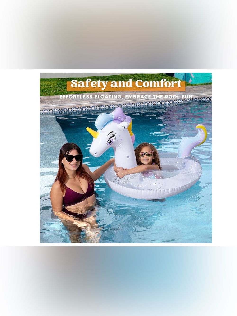 Inflatable Glitter Unicorn Pool Float